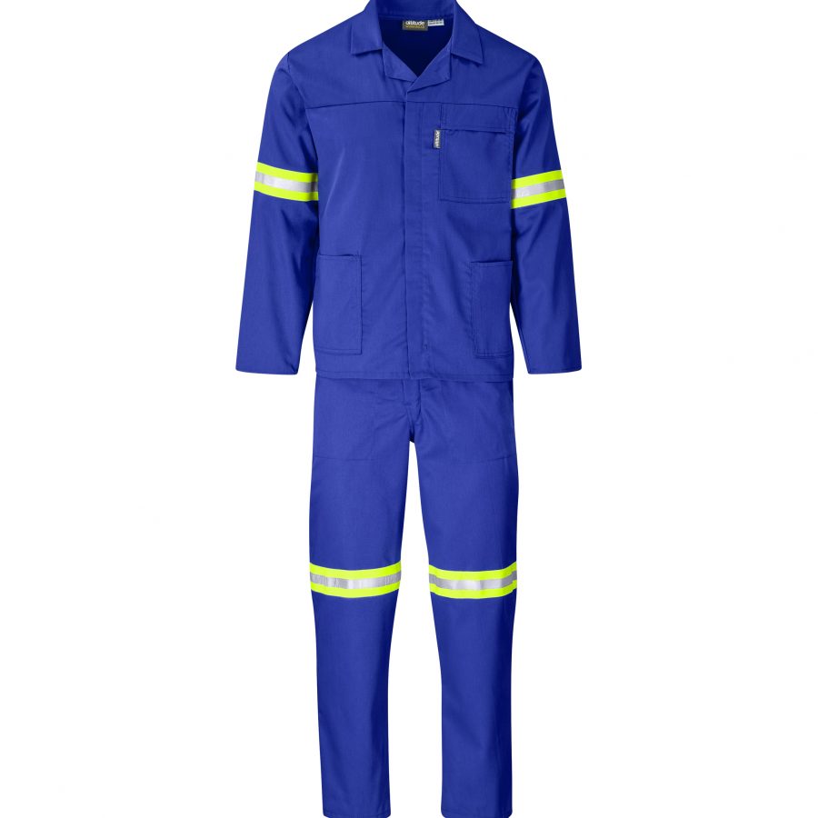 Polycotton Conti Suit – Reflective Arms & Legs – Yellow Tape